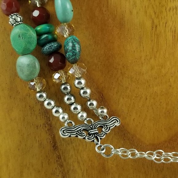Genuine Turquoise Twisted 3-Strand Necklace - Picture 4 of 5